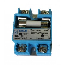 Твердотельное реле SAP-F-4860D (60A, 530V AC, 3...32V DC) со встроенным предохранителем