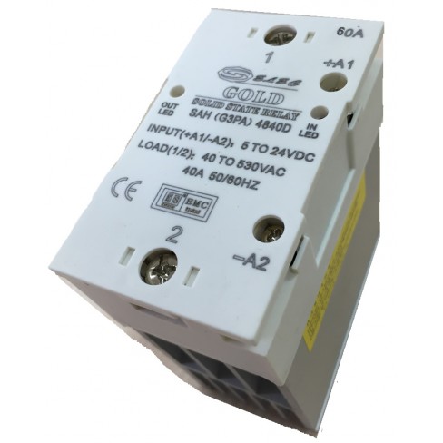 Твердотельное реле SAH-4860D (60A, 530V AC, 3...32V DC) с радиатором