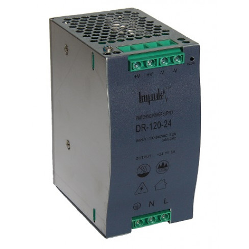 Блок питания Impuls DR-120-24 (24 В, 5 А, 120 Вт) Блок питания Impuls DR-120-24 (24 В, 5 А, 120 Вт)